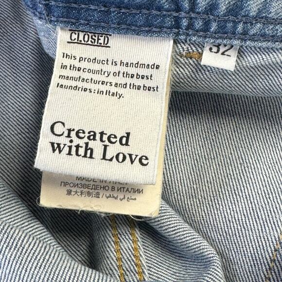 Closed Women's Aria Jeans Wide Flare Leg 32 High Waist Blue Patch Pocket Italy - Picture 8 of 12